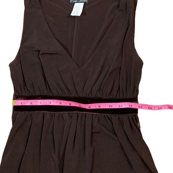 Peep Studio Brown Sleeveless Dress With Contrast At Waist, Size S - Picture 4 of 6